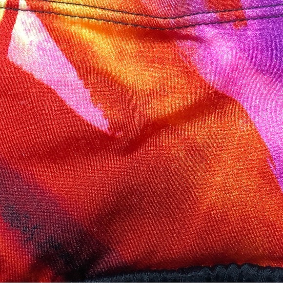 Studio Works One Piece Swimsuit Skirted Black Yellow Red Purple Approx Size 16 - Picture 5 of 8